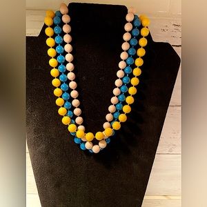 Vintage Set/Lot of 3 Plastic Colorful Beaded Necklaces